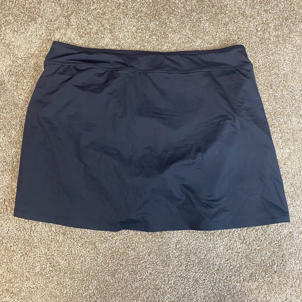 Lands' End Swim Skirt Women 16L Black Built In Brief Stretch Covers Thighs Basic